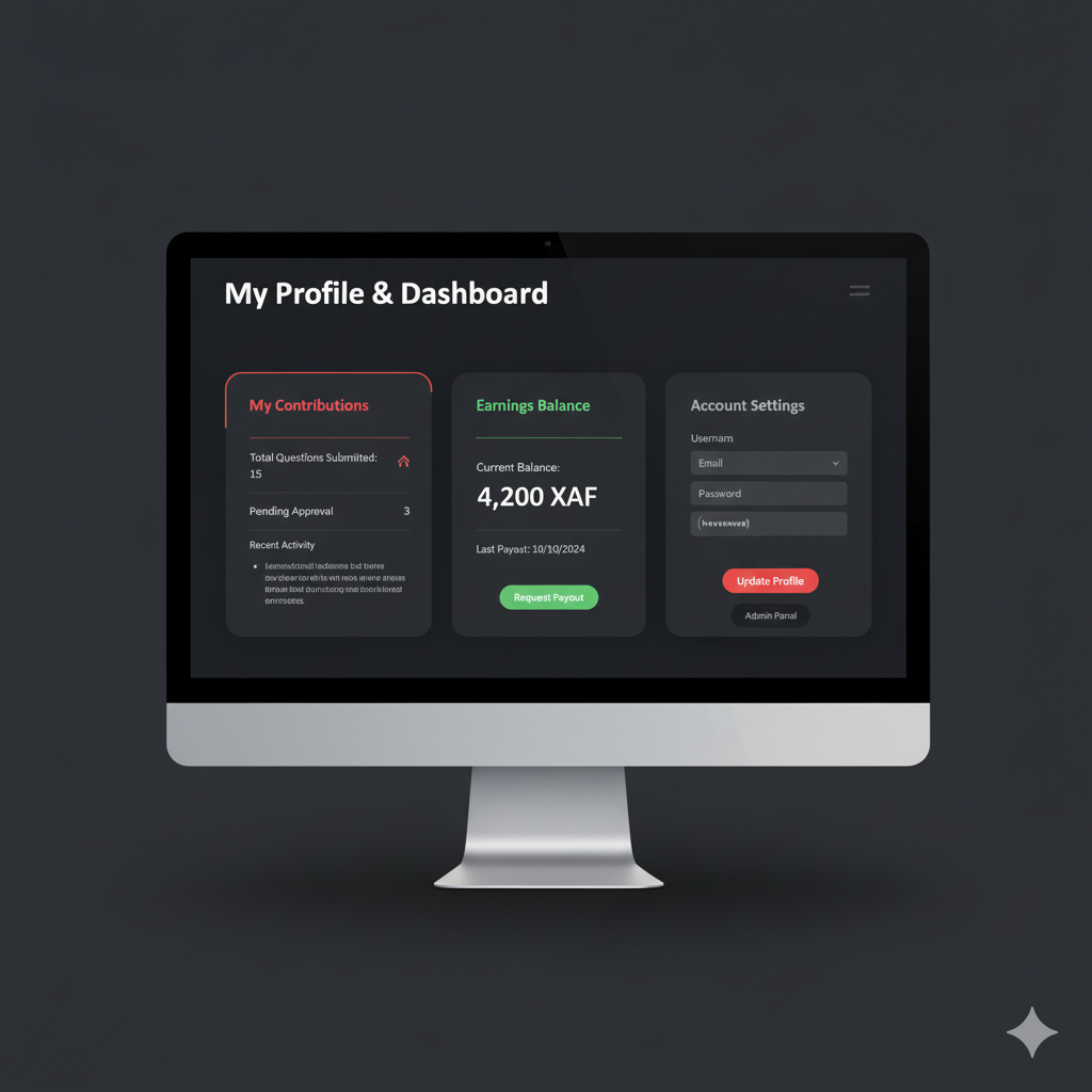 Screenshot of the user profile and dashboard